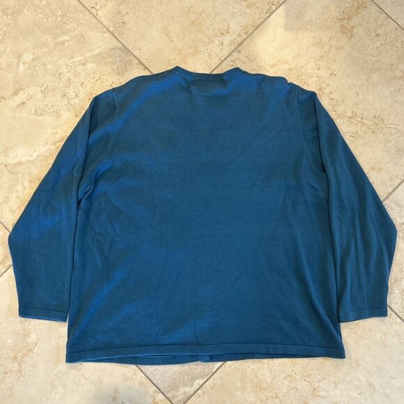 Dress Barn Vintage Embellished Studded Cardigan Sweater Blue Flowers Size 18/20 - Picture 2 of 8